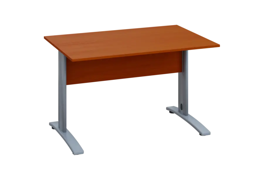 EPK 18 - 12 stůl kancelářský, kovová podnož stříbrná, deska 18 mm, široký 1200 mm, třešeň šumavská